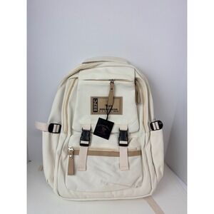 Beverly Hills Polo Club Cream Backpack Laptop Pocket Zippers MSRP $60